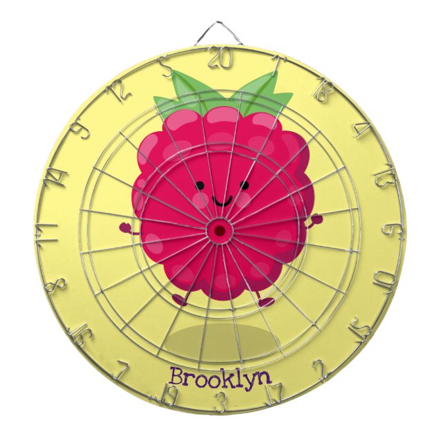 Cute happy raspberry cartoon illustration dart board (Front)