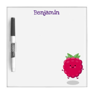 Cute happy raspberry cartoon illustration dry erase board