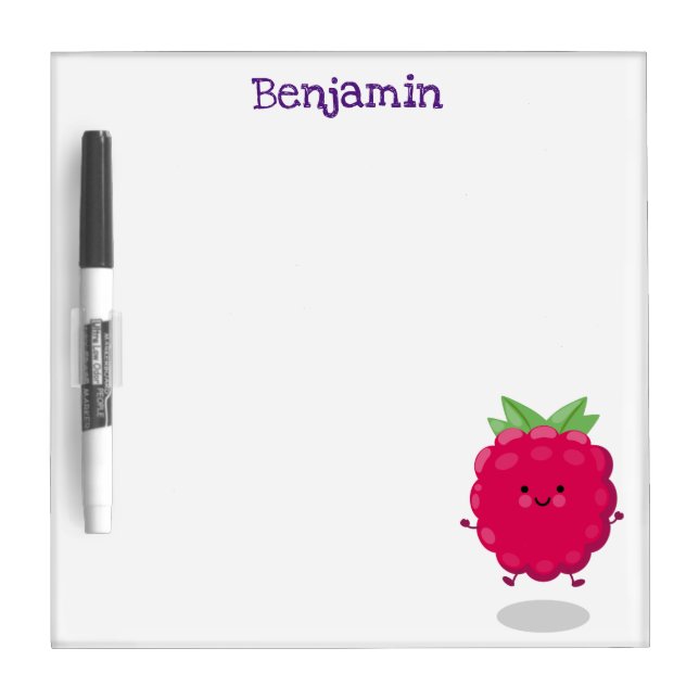 Cute happy raspberry cartoon illustration dry erase board (Front)