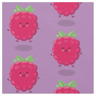 Cute happy raspberry cartoon illustration fabric