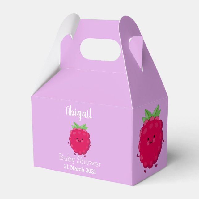 Cute happy raspberry cartoon illustration favor boxes (Front Side)