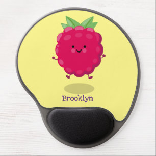 Cute happy raspberry cartoon illustration gel mouse pad