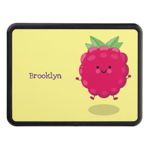 Cute happy raspberry cartoon illustration hitch cover