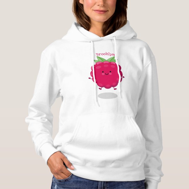 Cute happy raspberry cartoon illustration hoodie (Front)