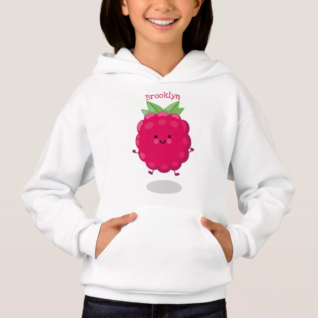 Cute happy raspberry cartoon illustration hoodie (Front)