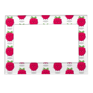 Cute happy raspberry cartoon illustration magnetic frame