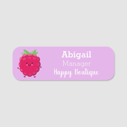 Cute happy raspberry cartoon illustration  name tag