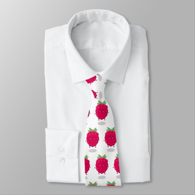 Cute happy raspberry cartoon illustration neck tie (Tied)