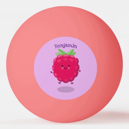 Cute happy raspberry cartoon illustration ping pong ball