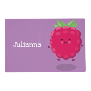Cute happy raspberry cartoon illustration placemat