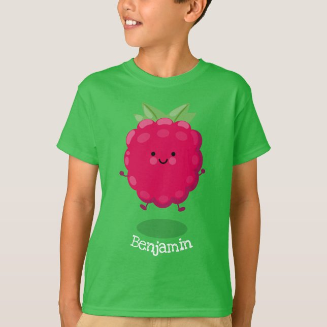 Cute happy raspberry cartoon illustration T-Shirt (Front)