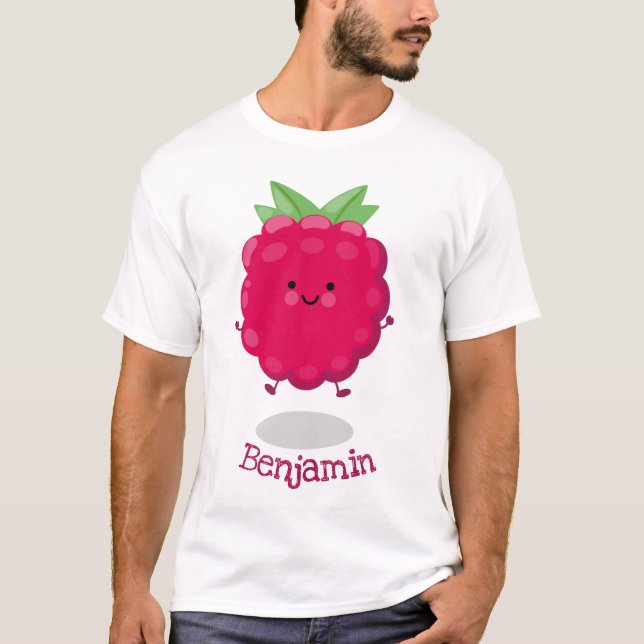Cute happy raspberry cartoon illustration T-Shirt (Front)