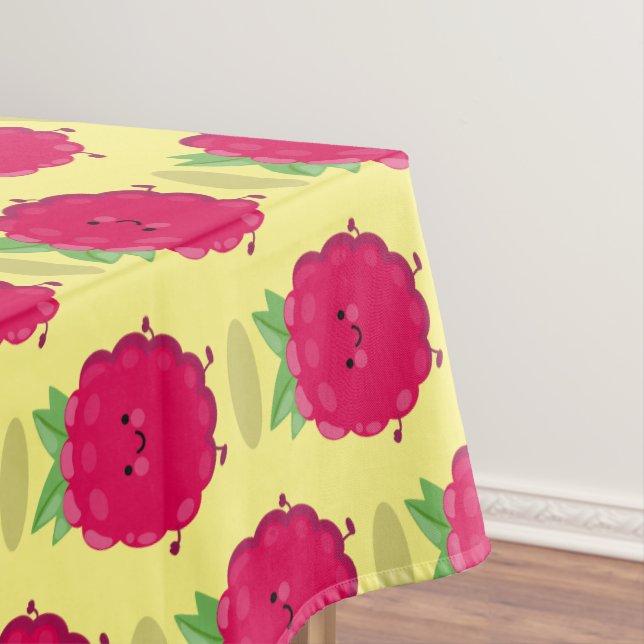 Cute happy raspberry cartoon illustration tablecloth (In Situ)