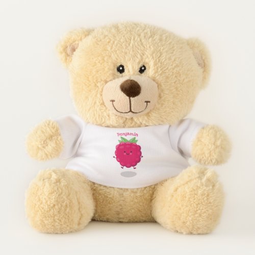 Cute happy raspberry cartoon illustration teddy bear