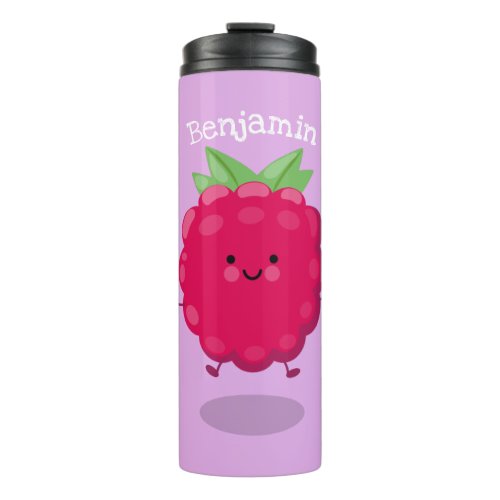 Cute happy raspberry cartoon illustration thermal tumbler