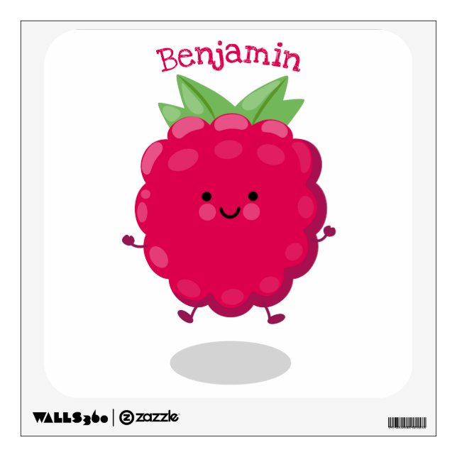 Cute happy raspberry cartoon illustration wall decal (Front)