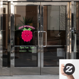 Cute happy raspberry cartoon illustration window cling