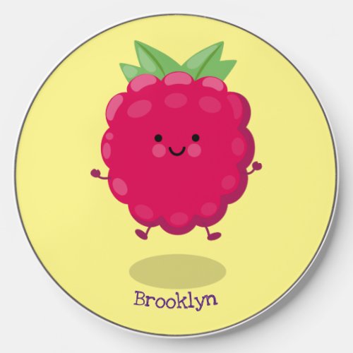 Cute happy raspberry cartoon illustration wireless charger 