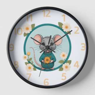 Cute happy ratty with flowers clock