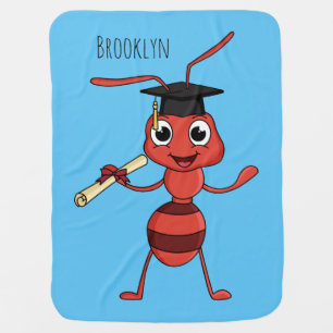 Cute happy red ant cartoon  baby blanket