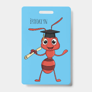 Cute happy red ant cartoon badge