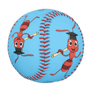 Cute happy red ant cartoon baseball
