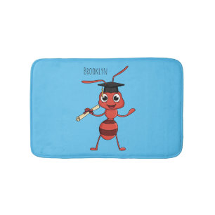 Cute happy red ant cartoon  bath mat