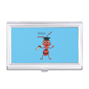 Cute happy red ant cartoon business card case