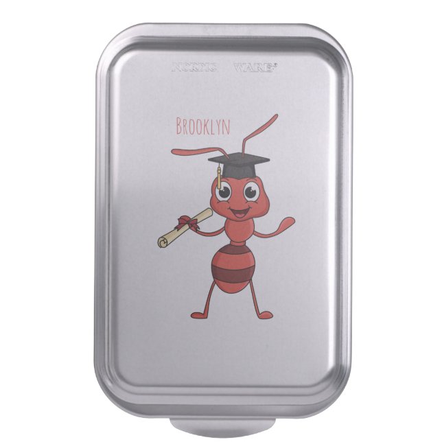 Cute happy red ant cartoon  cake pan (Front Vertical)