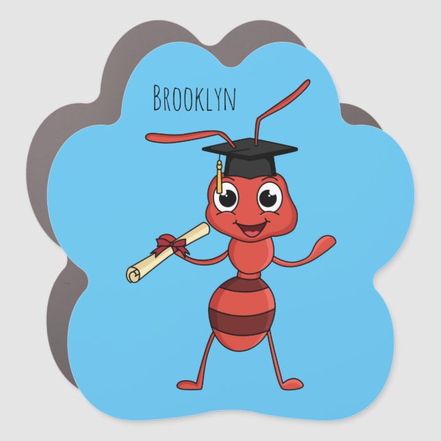 Cute happy red ant cartoon  car magnet (Front)