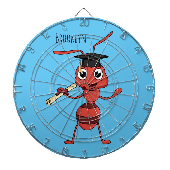 Cute happy red ant cartoon dart board (Front)