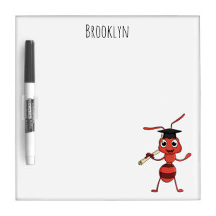 Cute happy red ant cartoon  dry erase board