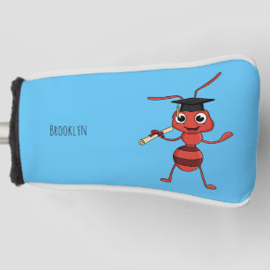 Cute happy red ant cartoon golf head cover