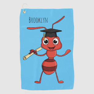 Cute happy red ant cartoon golf towel