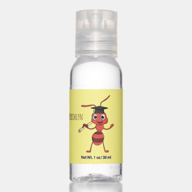 Cute happy red ant cartoon hand sanitizer (Front)