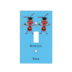 Cute happy red ant cartoon light switch cover