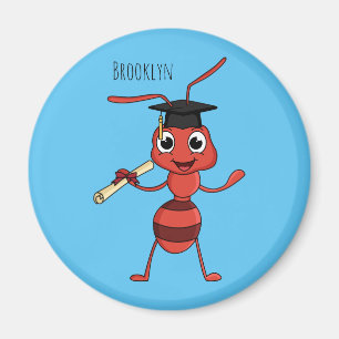 Cute happy red ant cartoon  magnet