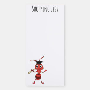 Cute happy red ant cartoon  magnetic notepad