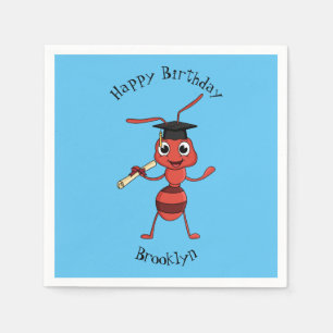 Cute happy red ant cartoon napkins