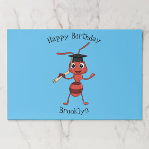 Cute happy red ant cartoon paper pad