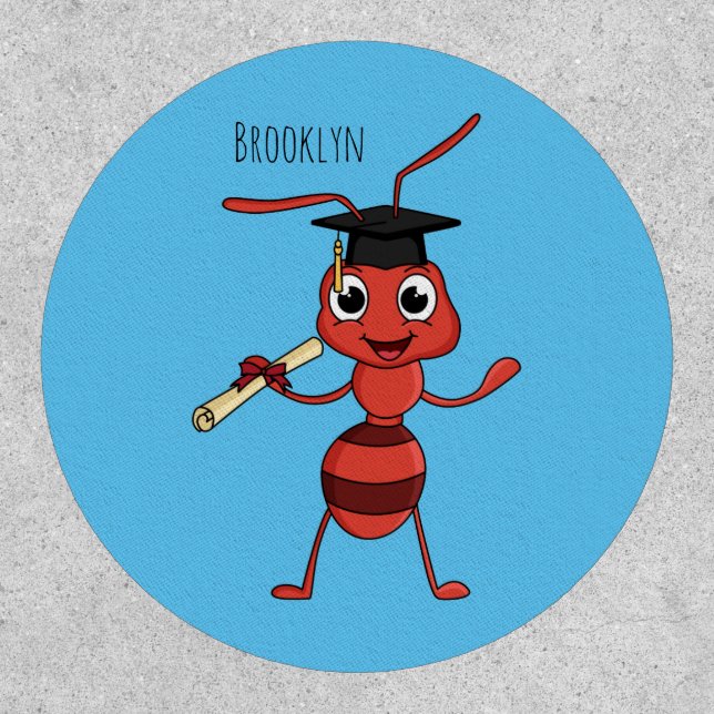 Cute happy red ant cartoon  patch (Front)
