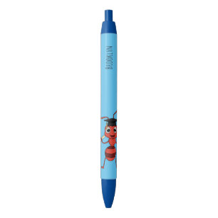 Cute happy red ant cartoon pen