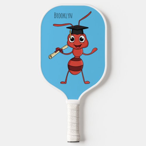 Cute happy red ant cartoon pickleball paddle