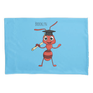 Cute happy red ant cartoon pillow case
