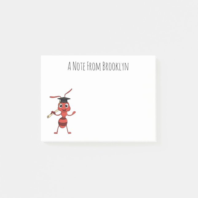 Cute happy red ant cartoon  post-it notes (Front)