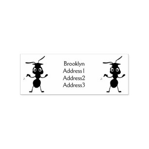Cute happy red ant cartoon rubber stamp
