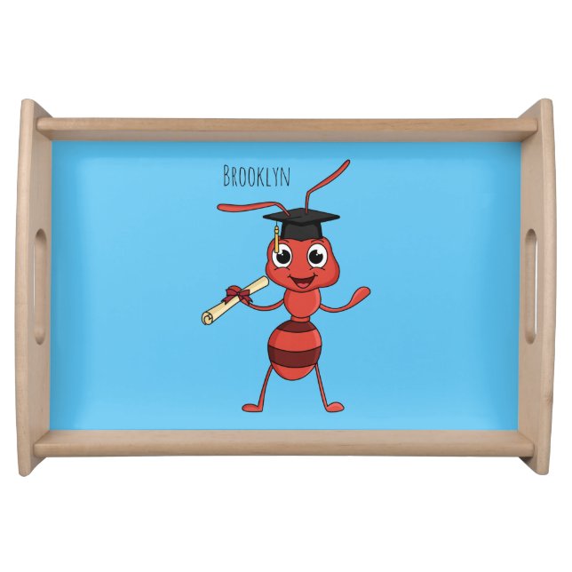 Cute happy red ant cartoon serving tray (Front)
