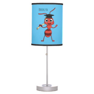 Cute happy red ant cartoon table lamp