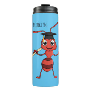 Cute happy red ant cartoon thermal tumbler