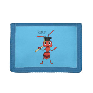 Cute happy red ant cartoon  tri-fold wallet